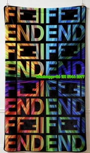 Fendi Rainbow Multicolor FF Monogram Flannel Sofa Throw Blanket Wall Decor IMG_9520